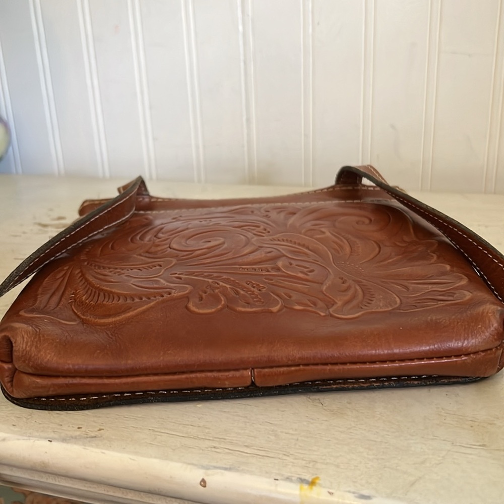 Patricia Nash Floral Tooled Leather Granada Crossbody Flap Bag (Brown) - Picture 3 of 10